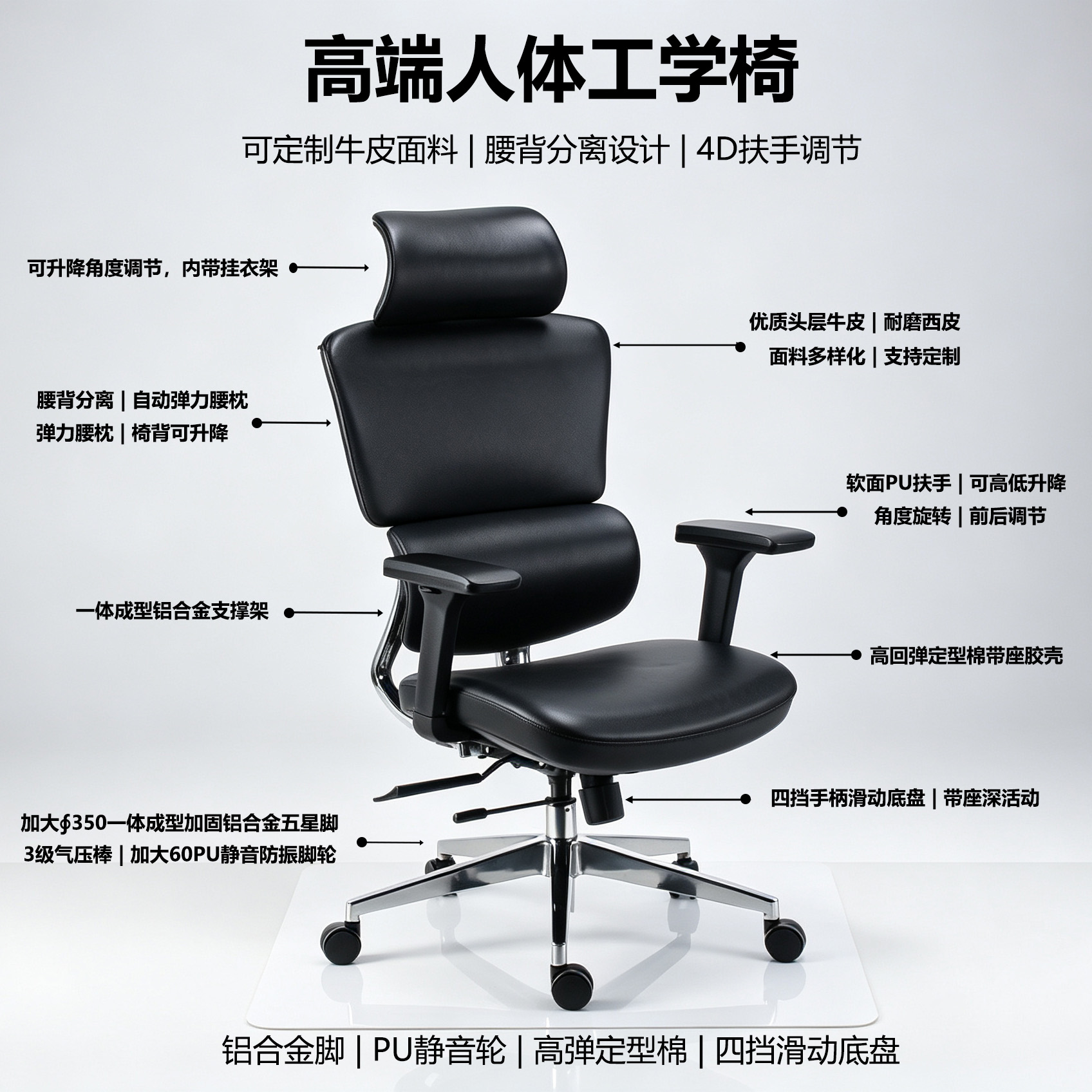 ZC-D2668A真皮人体工学电竞椅