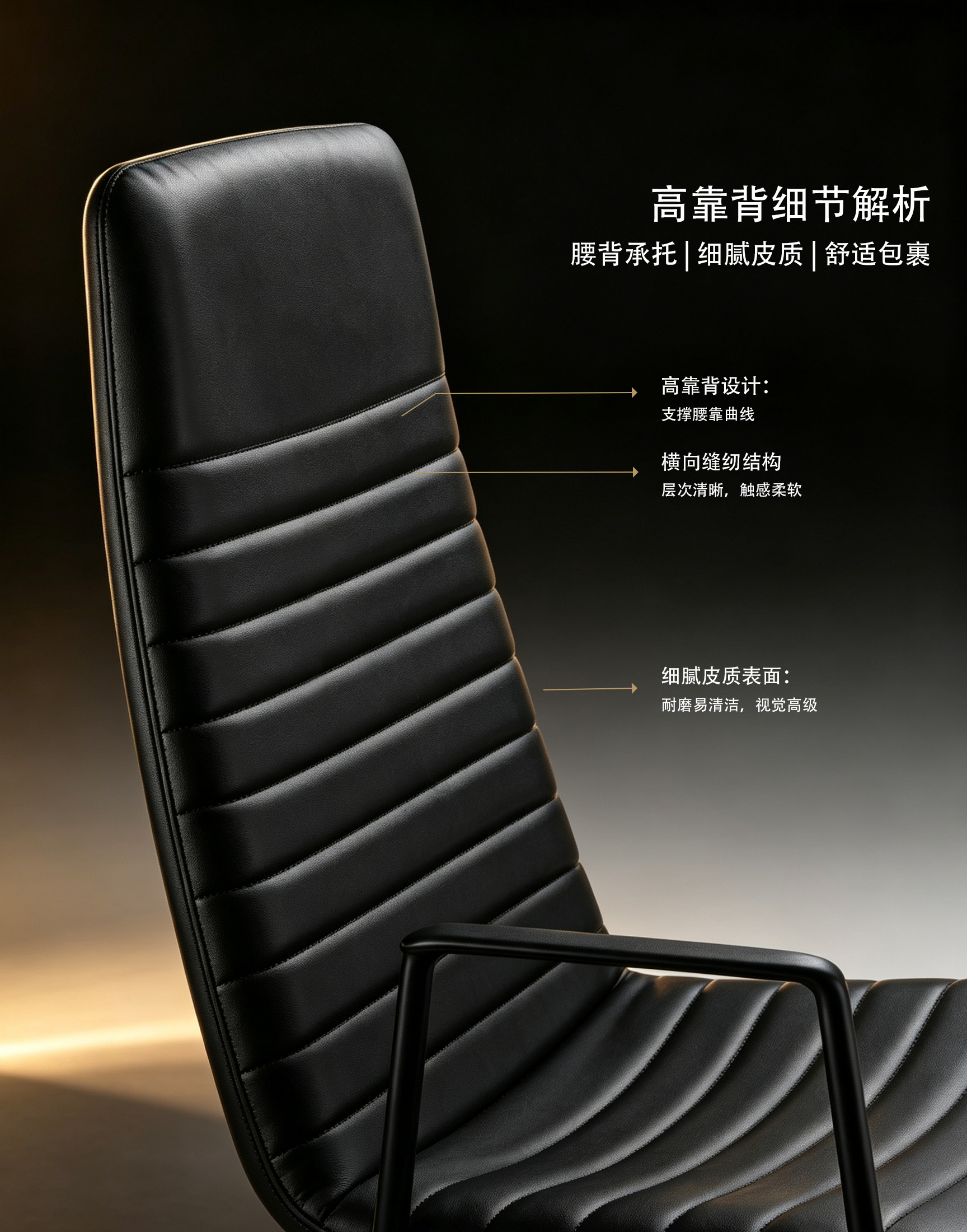 FS05-A横条绗缝大班椅-Modern High Back PU Leather Executive Office Chai